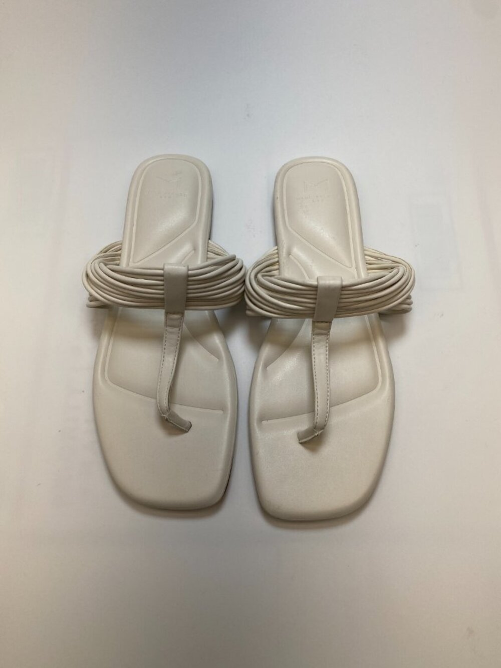 Marc Fisher Women's Tanya Cream Flat Square Toe Sandal Sz 8.5